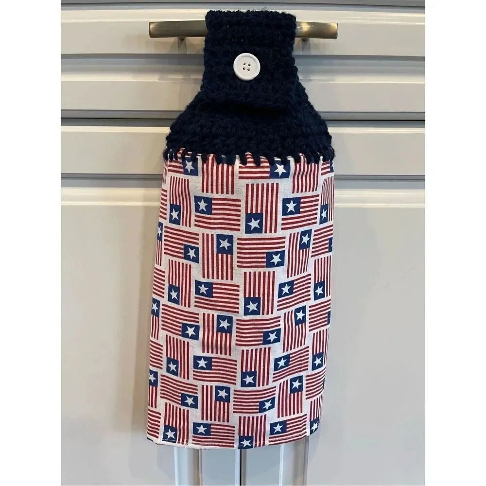 Crochet Top Kitchen Towel- American Flags